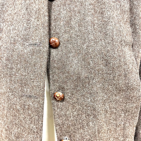 Vintage wool jacket brown tweed retro size 9 - Picture 4 of 9